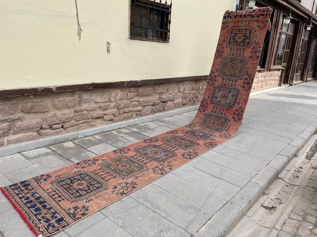 Beige Turkish Runner Rug 2' 8" x 17' 4" Hand-Knotted