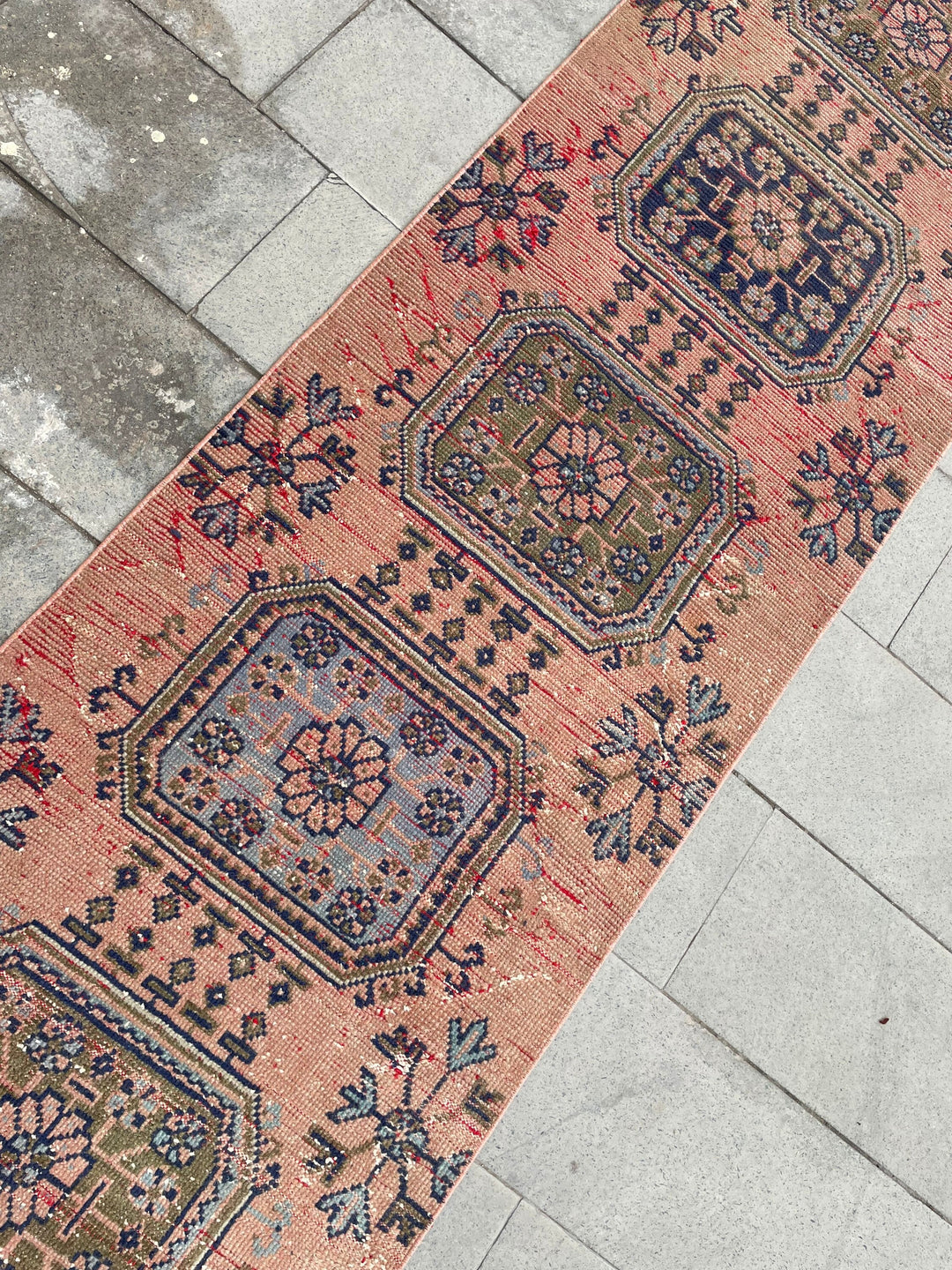 Beige Turkish Runner Rug 2' 8" x 17' 4" Hand-Knotted detail