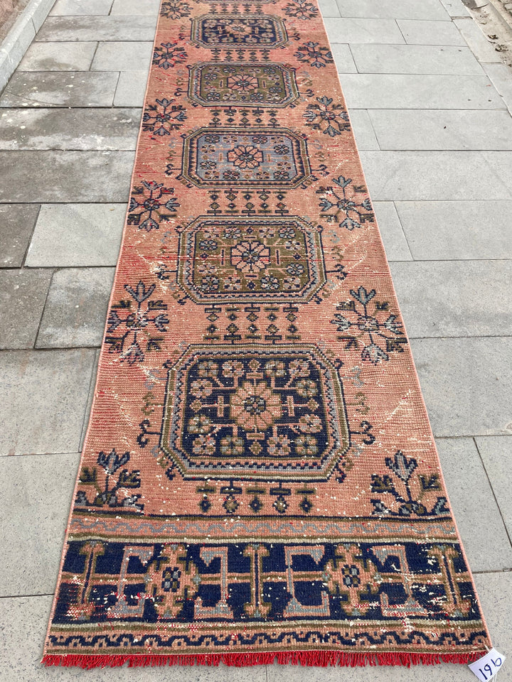 Beige Turkish Runner Rug 2' 8" x 17' 4" Hand-Knotted close-up