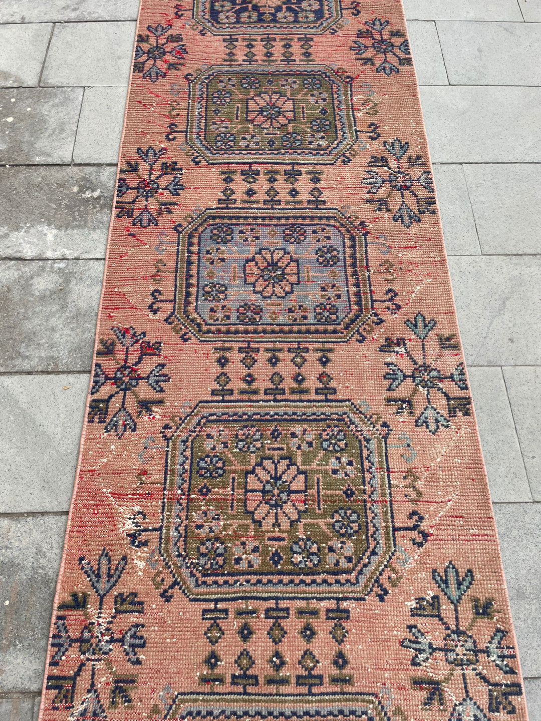 Beige Turkish Runner Rug 2' 8" x 17' 4" Hand-Knotted border