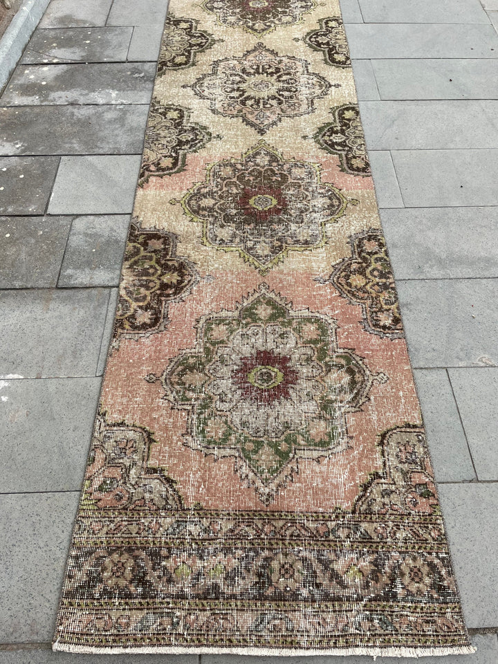 Beige Turkish Runner Rug 2' 8" x 21' 9" Hand-Knotted border