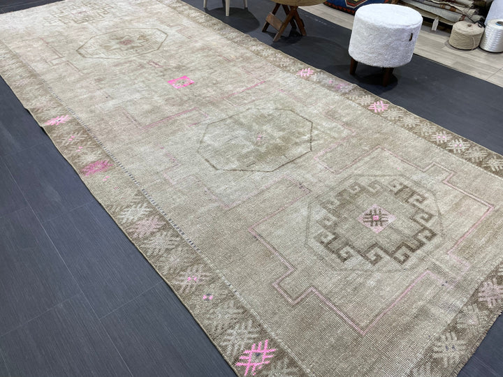 Beige Turkish Oushak Rug 5' x 11' 7" Hand-Knotted