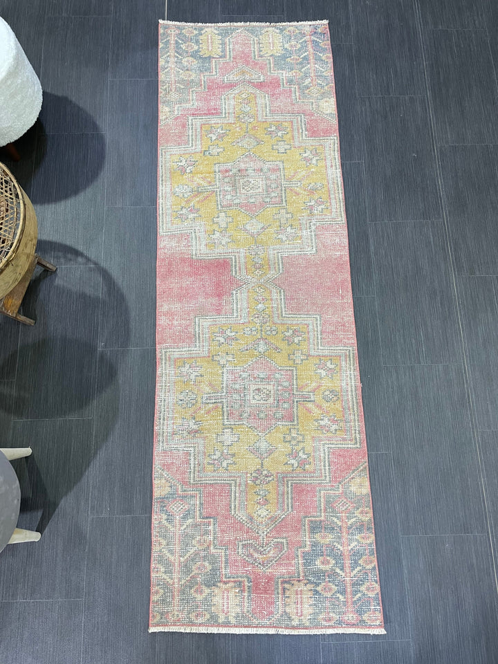 Rust Turkish Runner Rug 2' 1" x 6' 8" Hand-Knotted detail