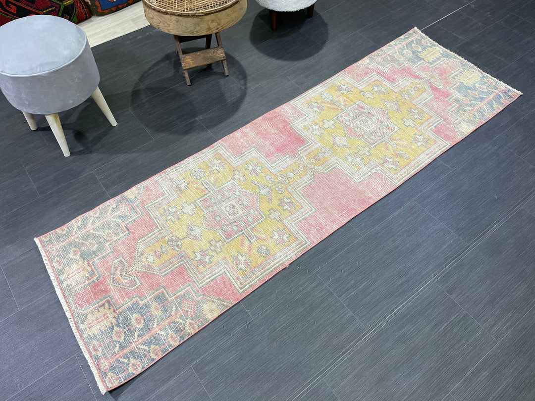 Rust Turkish Runner Rug 2' 1" x 6' 8" Hand-Knotted close-up