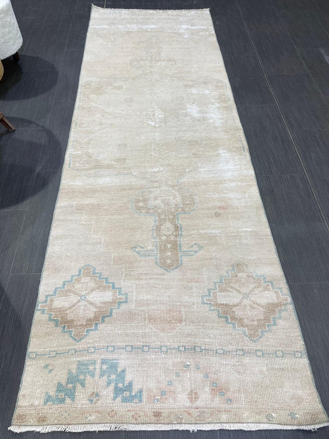Pink Turkish Runner Rug 2' 8" x 8' 2" Hand-Knotted field