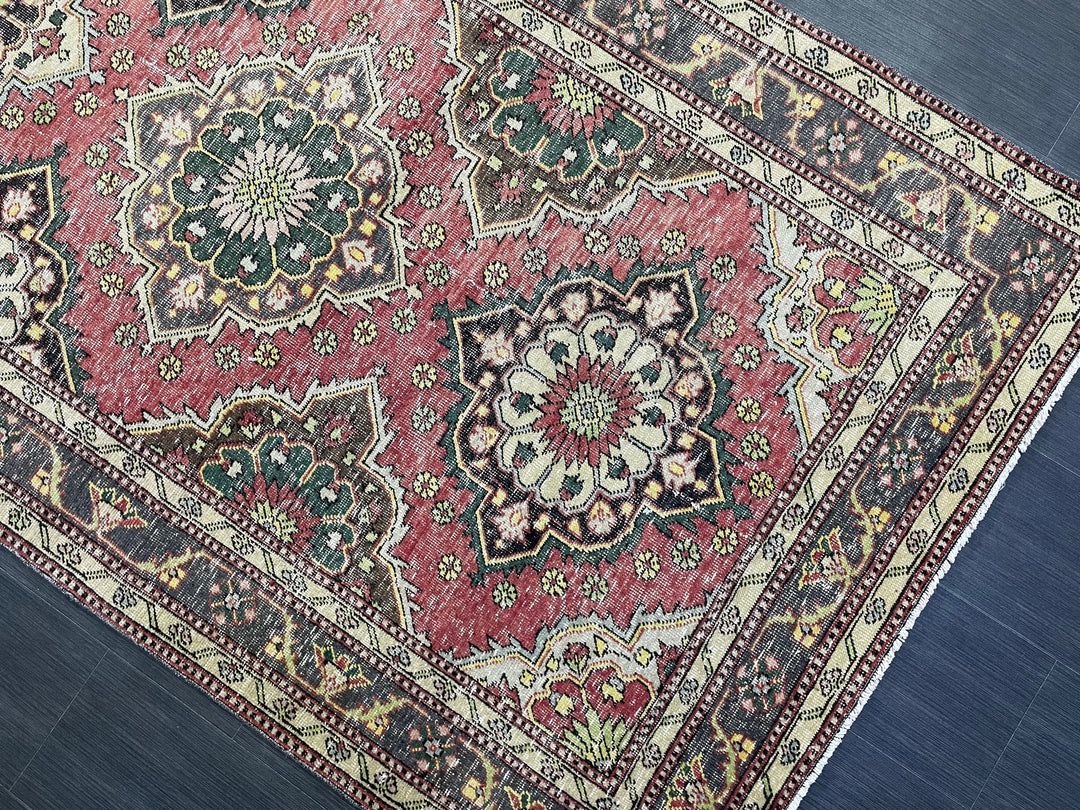 Beige Turkish Runner Rug 4' 7" x 12' 3" Hand-Knotted field