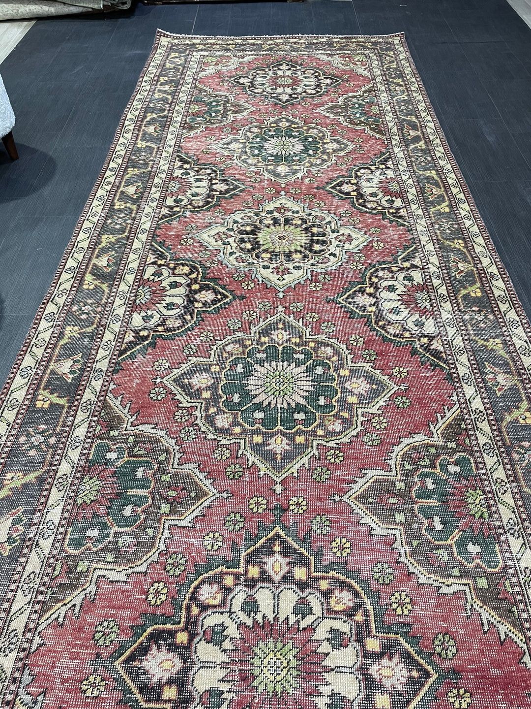 Beige Turkish Runner Rug 4' 7" x 12' 3" Hand-Knotted view 9