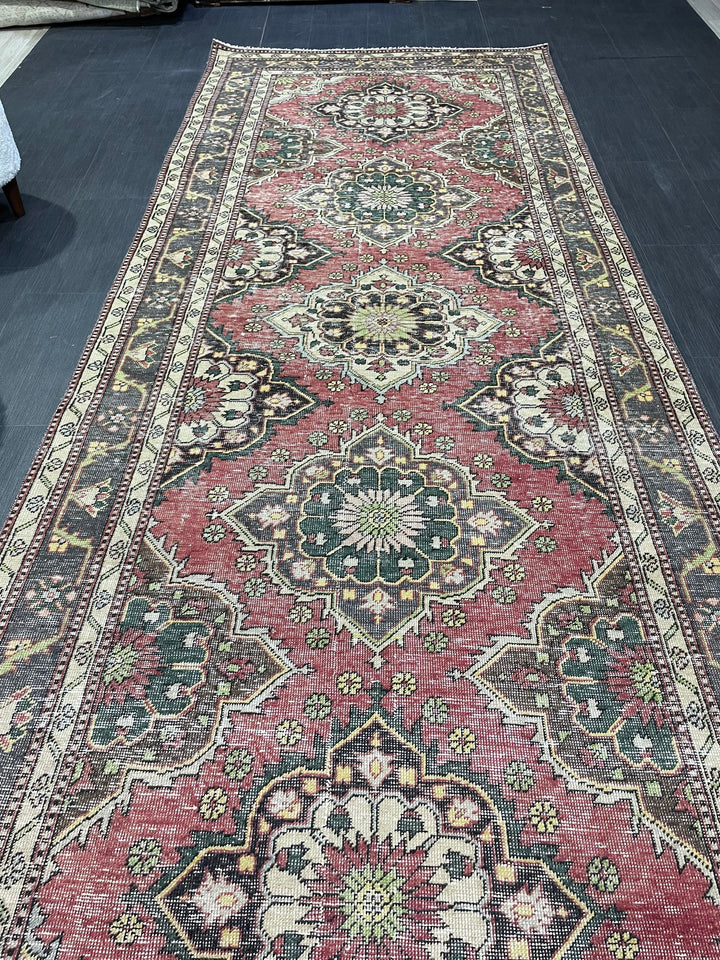 Beige Turkish Runner Rug 4' 7" x 12' 3" Hand-Knotted view 9