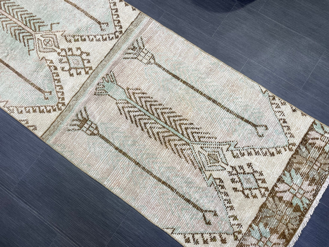 Beige Turkish Runner Rug 2' 8" x 10' 2" Hand-Knotted view