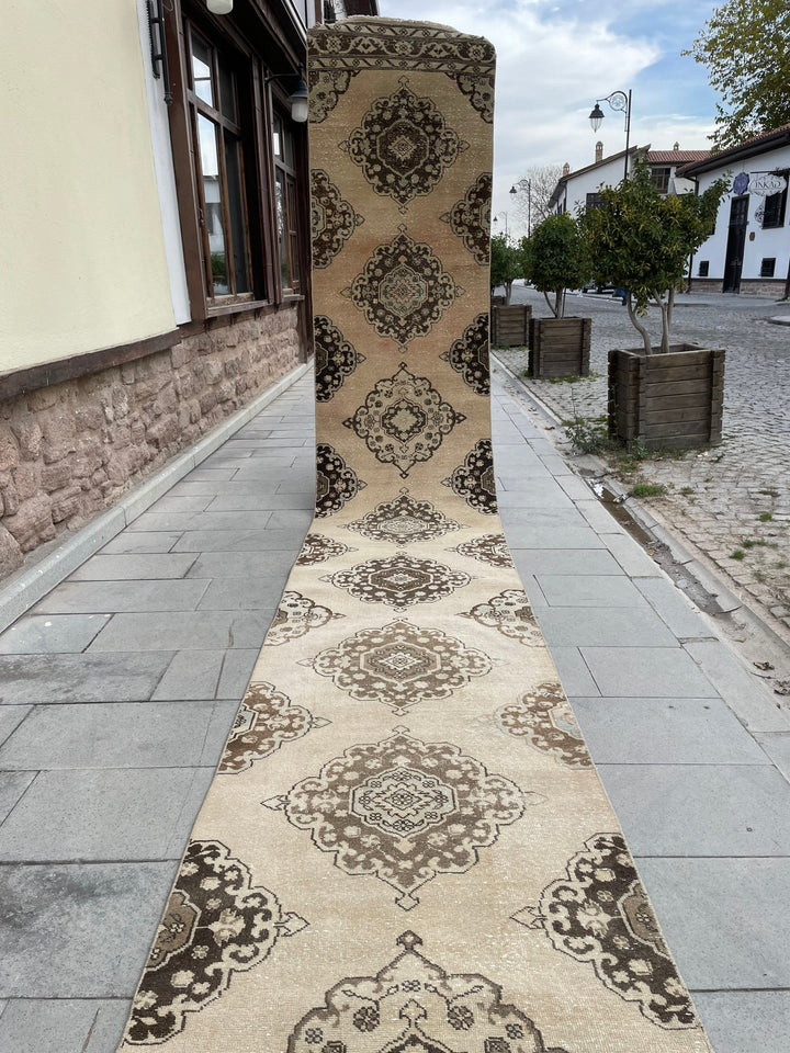 Pink Turkish Runner Rug 2' 10" x 22' 8" Hand-Knotted detail