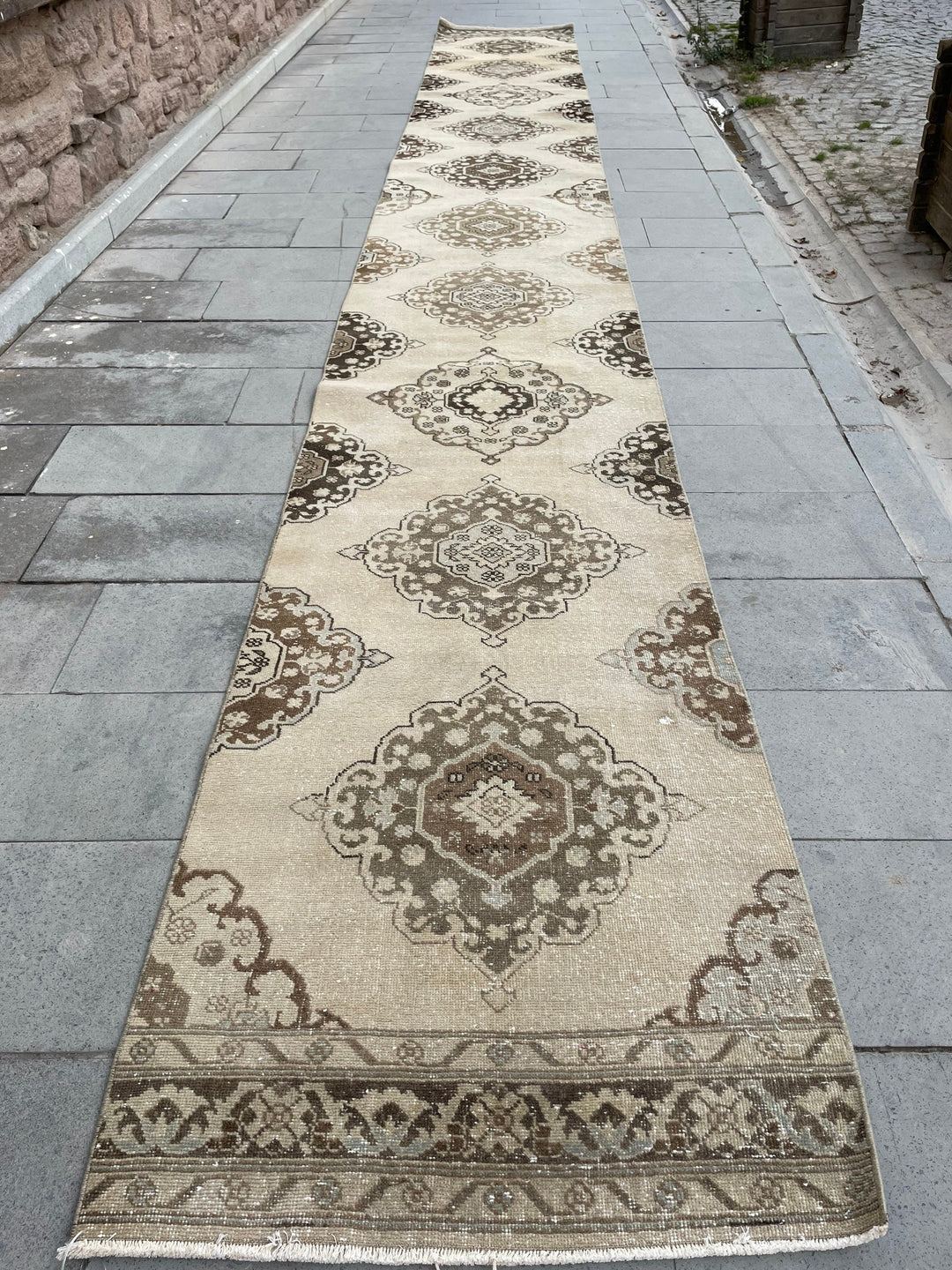 Pink Turkish Runner Rug 2' 10" x 22' 8" Hand-Knotted reverse