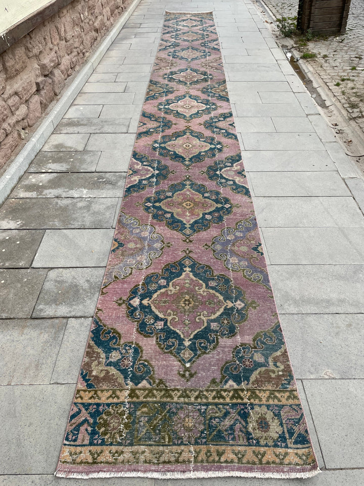 Beige Turkish Runner Rug 2' 8" x 22' 11" Hand-Knotted texture
