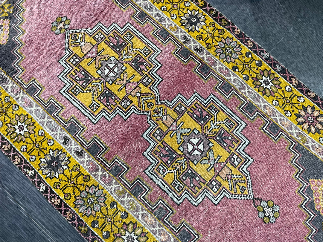 Beige Turkish Runner Rug 3' 7" x 7' 1" Hand-Knotted detail
