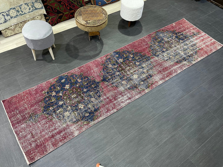 Beige Turkish Runner Rug 2' 9" x 10' 2" Hand-Knotted | No. WR54027