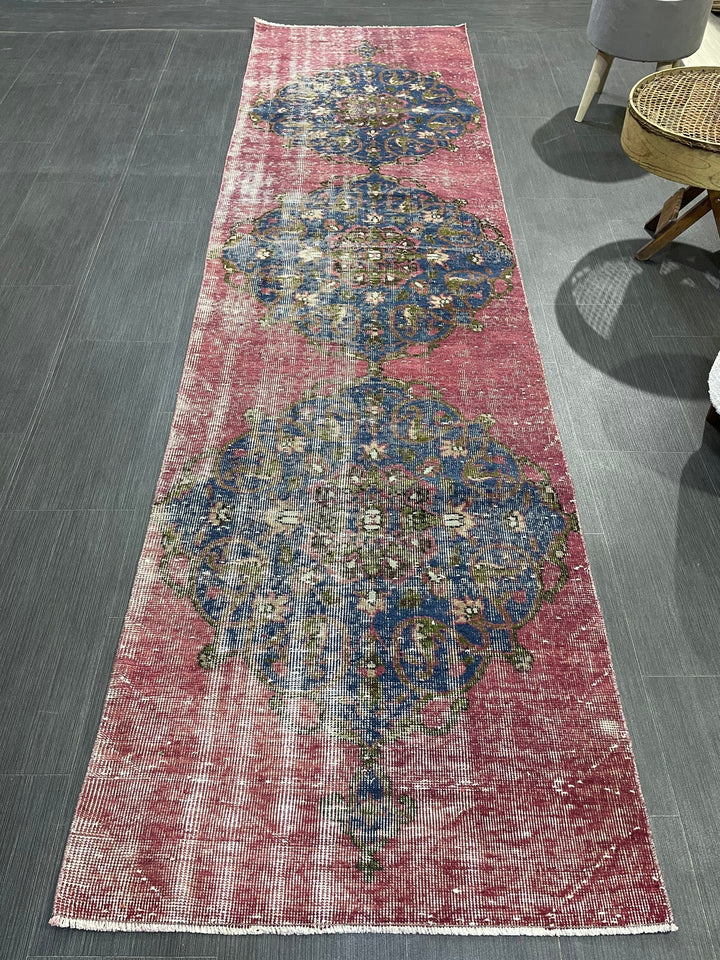 Beige Turkish Runner Rug 2' 9" x 10' 2" Hand-Knotted | No. WR54027