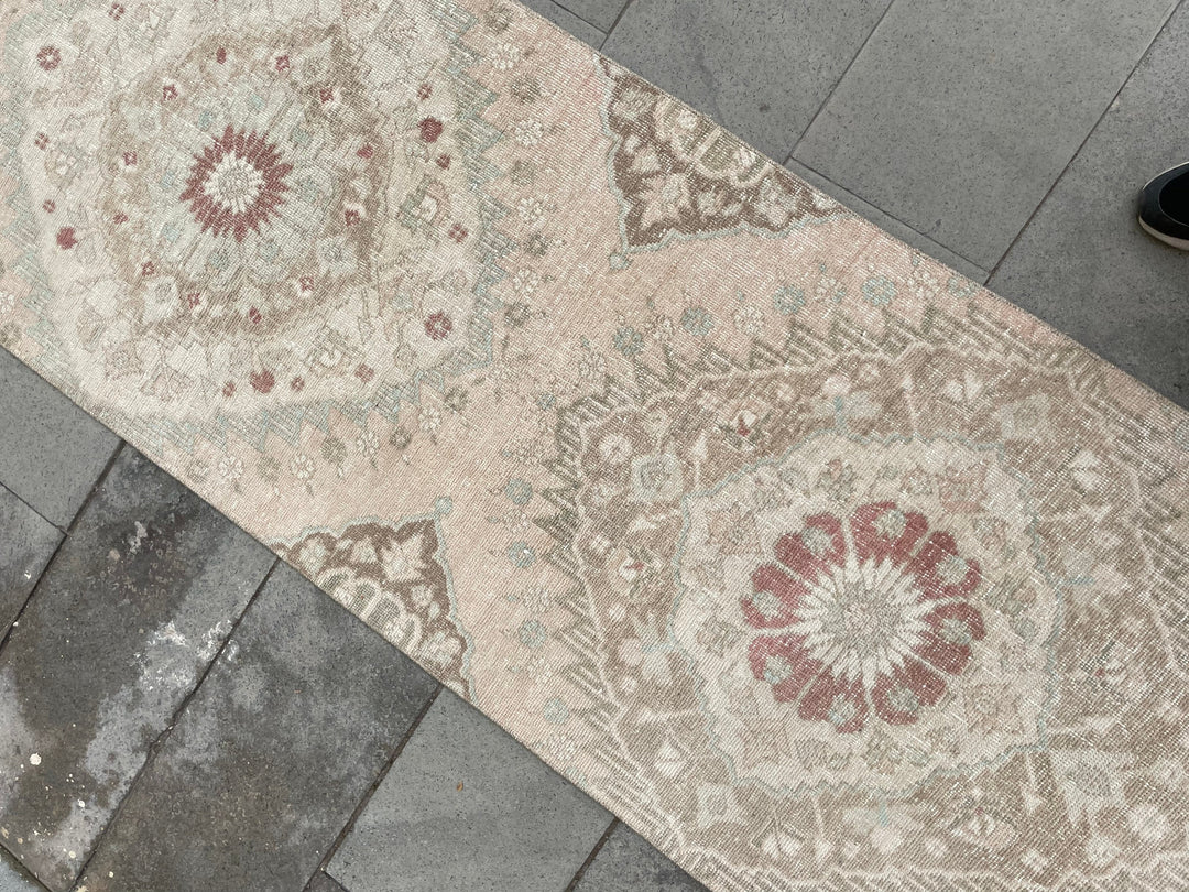 Pink Turkish Runner Rug 2' 10" x 12' 6" Hand-Knotted pattern