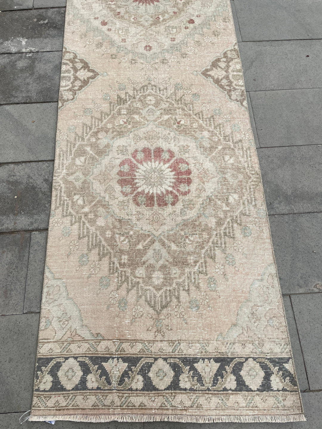 Pink Turkish Runner Rug 2' 10" x 12' 6" Hand-Knotted border