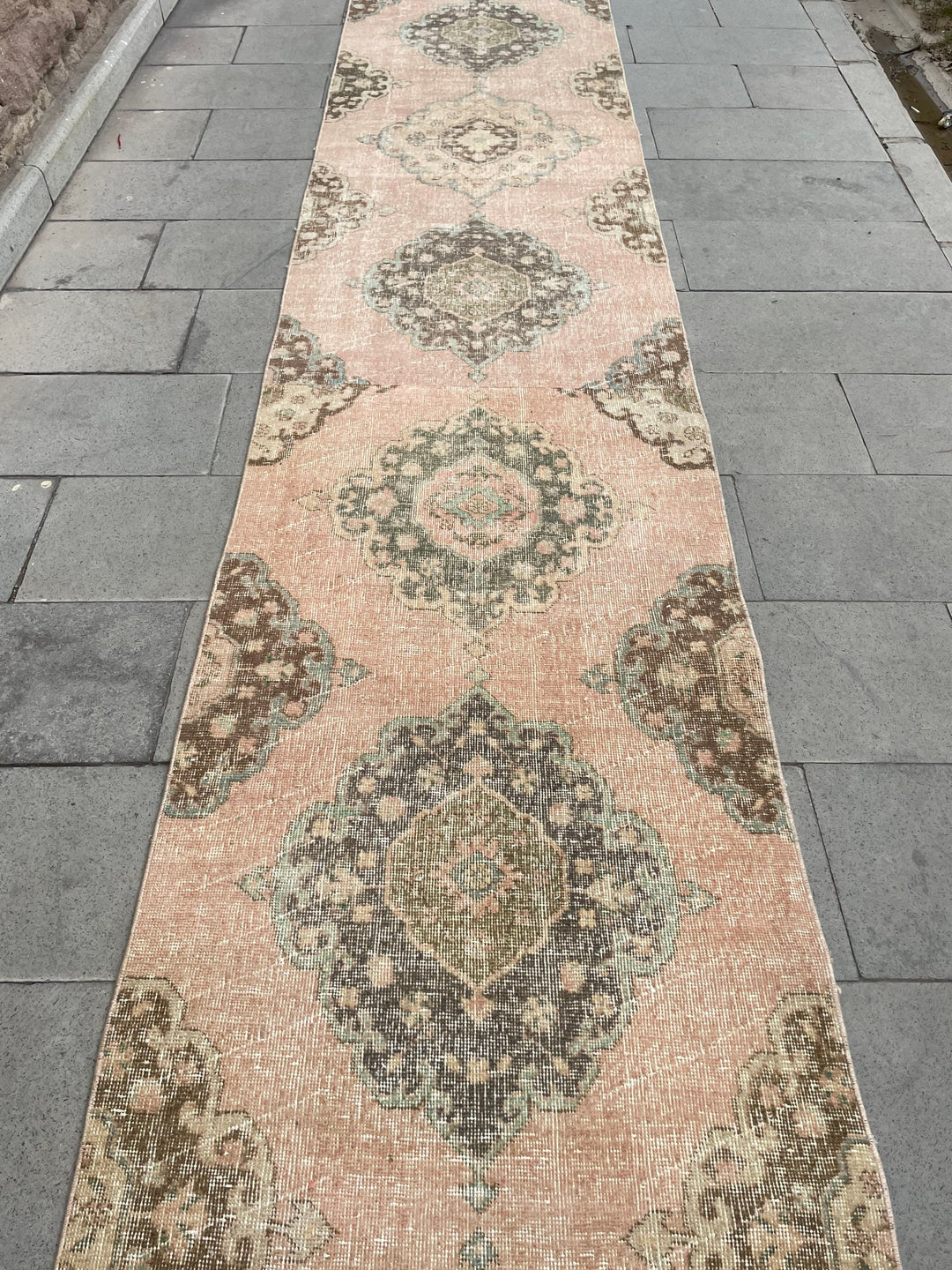 Pink Turkish Runner Rug 2' 9" x 21' 9" Hand-Knotted view 9