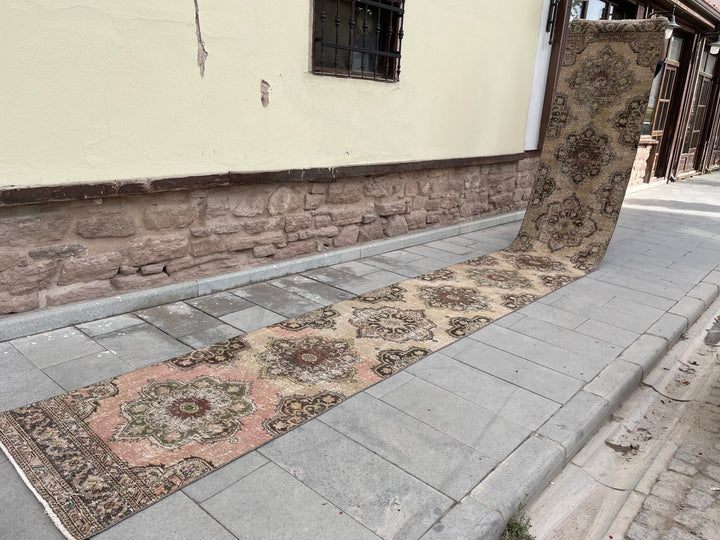 Beige Turkish Runner Rug 2' 8" x 21' 9" Hand-Knotted