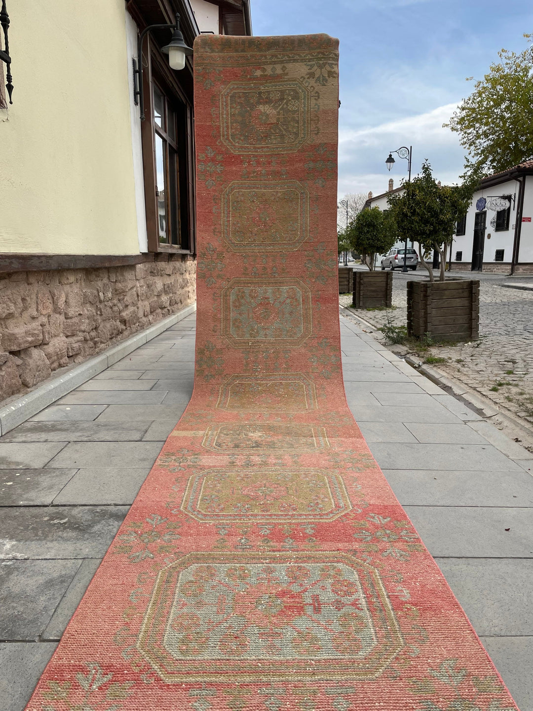 Beige Turkish Runner Rug 2' 9" x 18' 10" Hand-Knotted detail