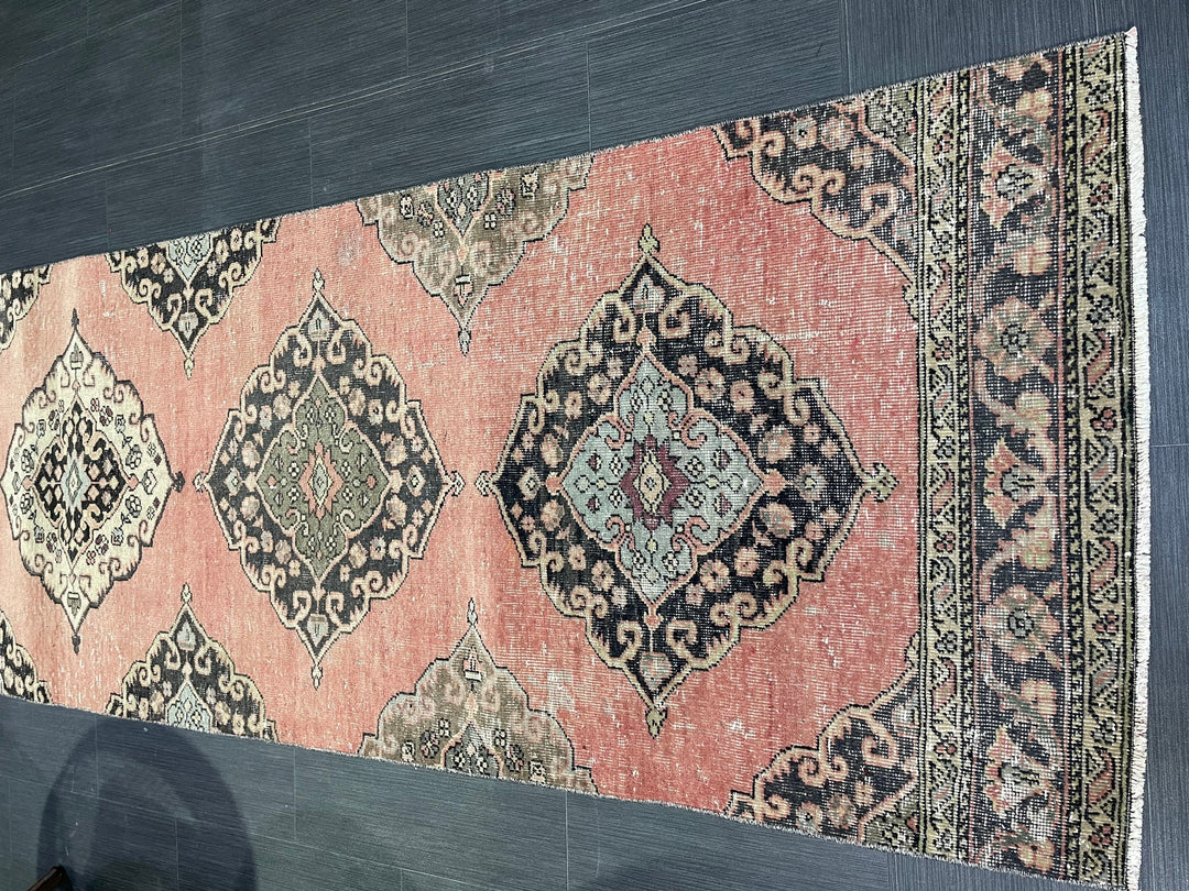 Turkish Runner Rug 2' 9" x 11' 6" Hand-Knotted close-up