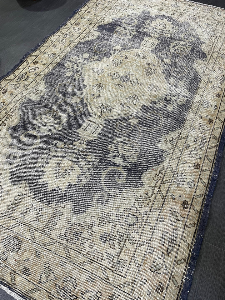 Blue Turkish Oushak Rug 4' 5" x 7' 11" Hand-Knotted | No. WR29019