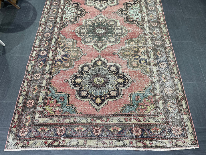 Red Turkish Runner Rug 4' 10" x 11' 9" Hand-Knotted border