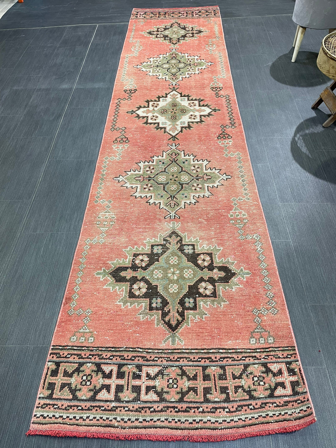 Brown Turkish Runner Rug 2' 8" x 11' 1" Hand-Knotted | No. WR79438