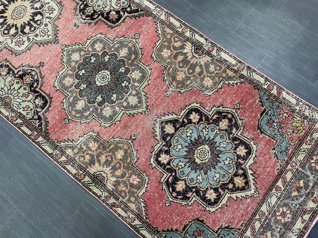 Beige Turkish Runner Rug 3' 5" x 12' 9" Hand-Knotted | No. WR46760