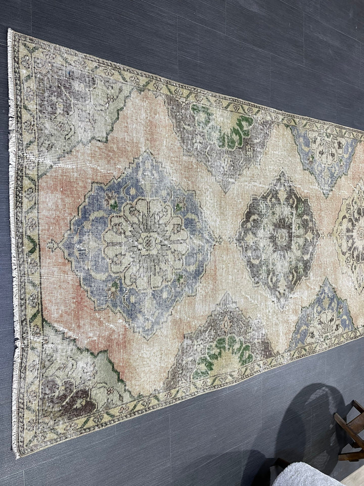 Beige Turkish Runner Rug 3' 9" x 11' 9" Hand-Knotted pattern