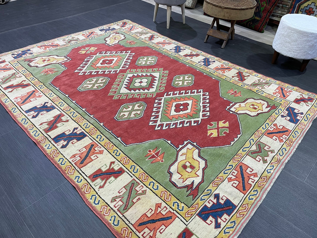 Beige Turkish Oushak Rug 5' 3" x 7' Hand-Knotted