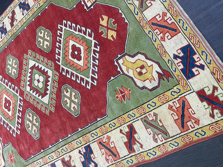 Beige Turkish Oushak Rug 5' 3" x 7' Hand-Knotted texture