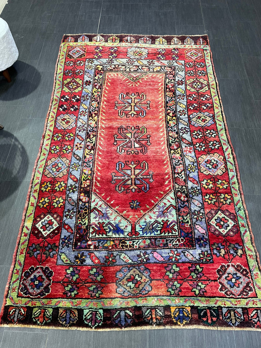 Rust Turkish Oushak Rug 4' 2" x 7' 3" Hand-Knotted reverse