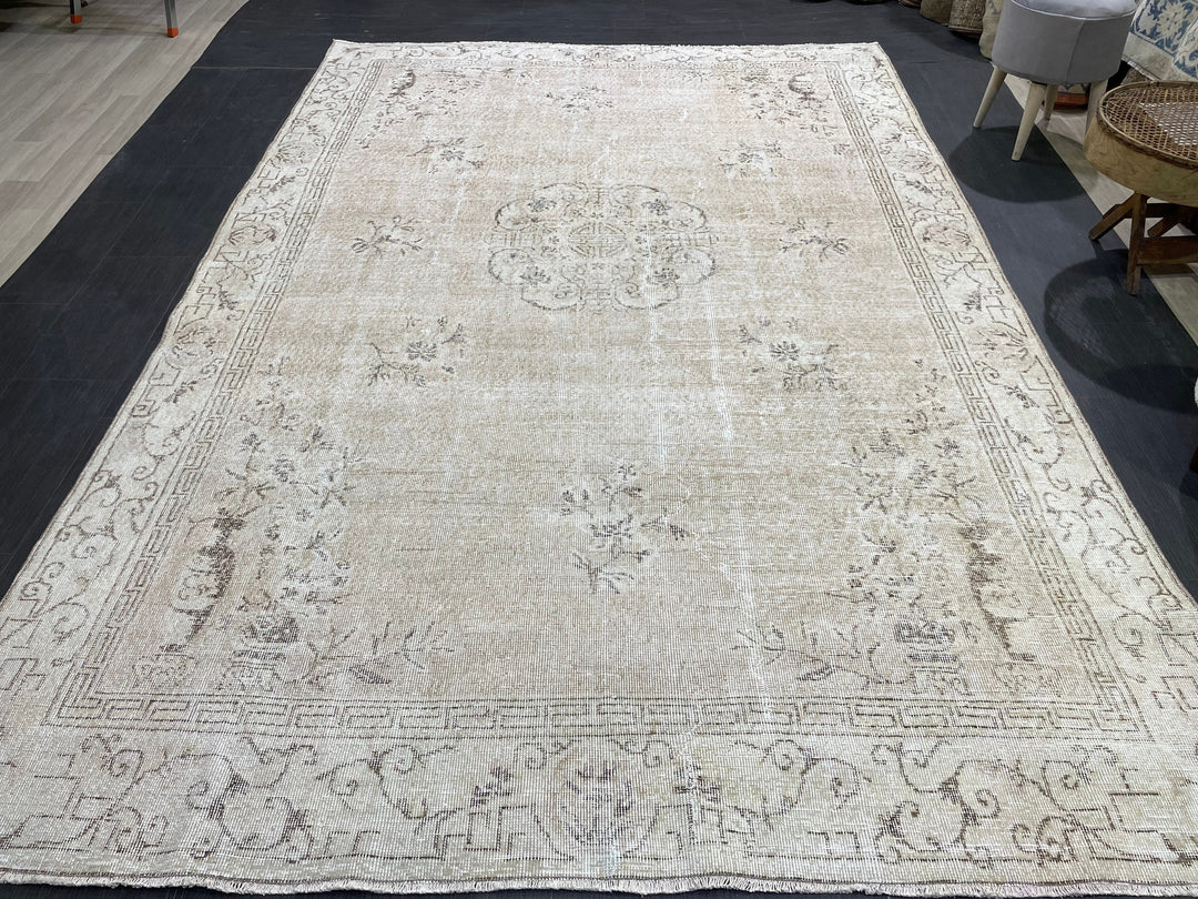 Blue Turkish Vintage Rug 6' 9" x 10' 1" Hand-Knotted | No. WR13674