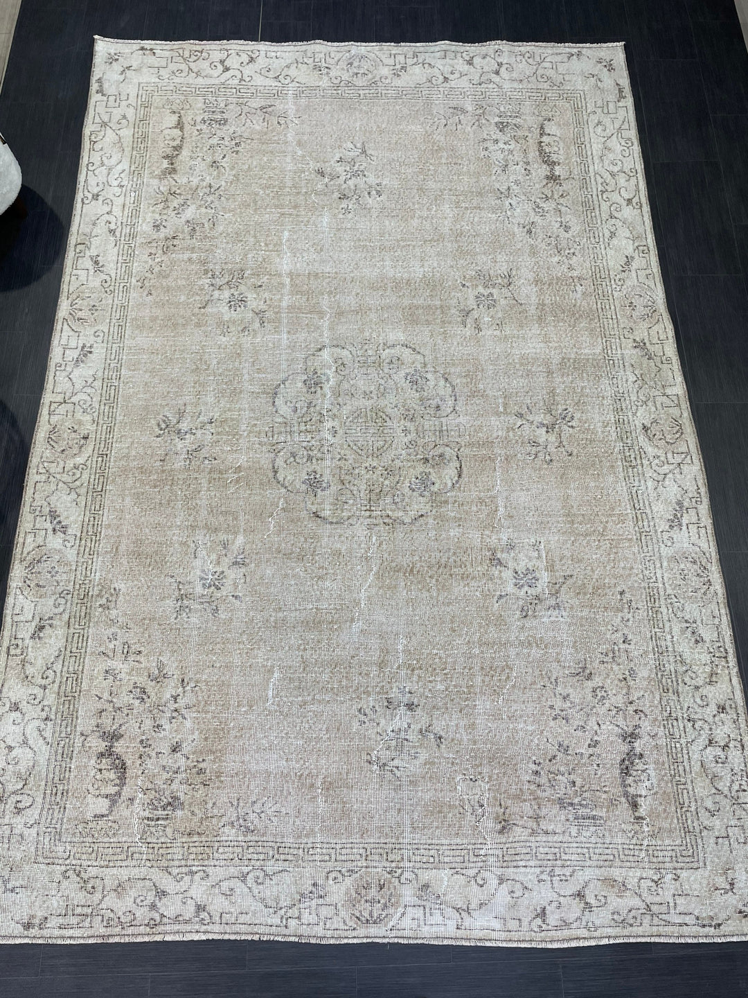 Blue Turkish Vintage Rug 6' 9" x 10' 1" Hand-Knotted | No. WR13674