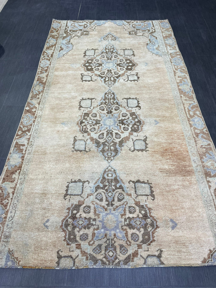 Blue Turkish Vintage Rug 4' 5" x 8' 3" Hand-Knotted | No. WR81820
