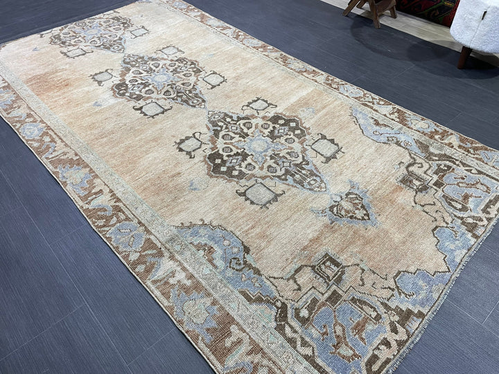 Blue Turkish Vintage Rug 4' 5" x 8' 3" Hand-Knotted | No. WR81820