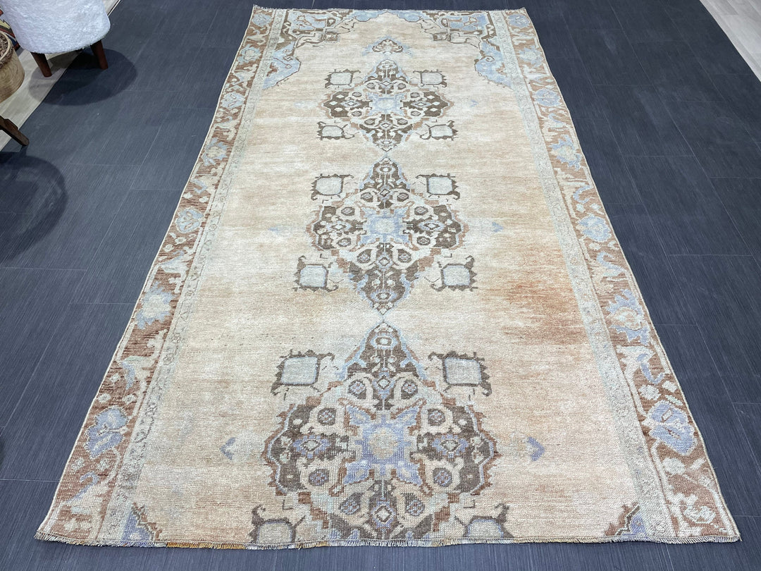 Blue Turkish Vintage Rug 4' 5" x 8' 3" Hand-Knotted | No. WR81820