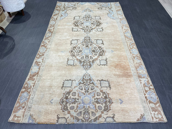 Blue Turkish Vintage Rug 4' 5" x 8' 3" Hand-Knotted | No. WR81820