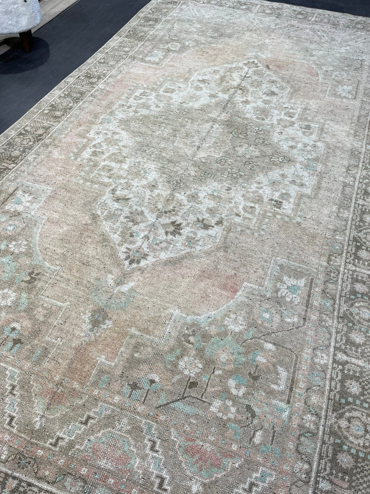 Rust Turkish Oushak Rug 6' 1" x 11' 2" Hand-Knotted detail