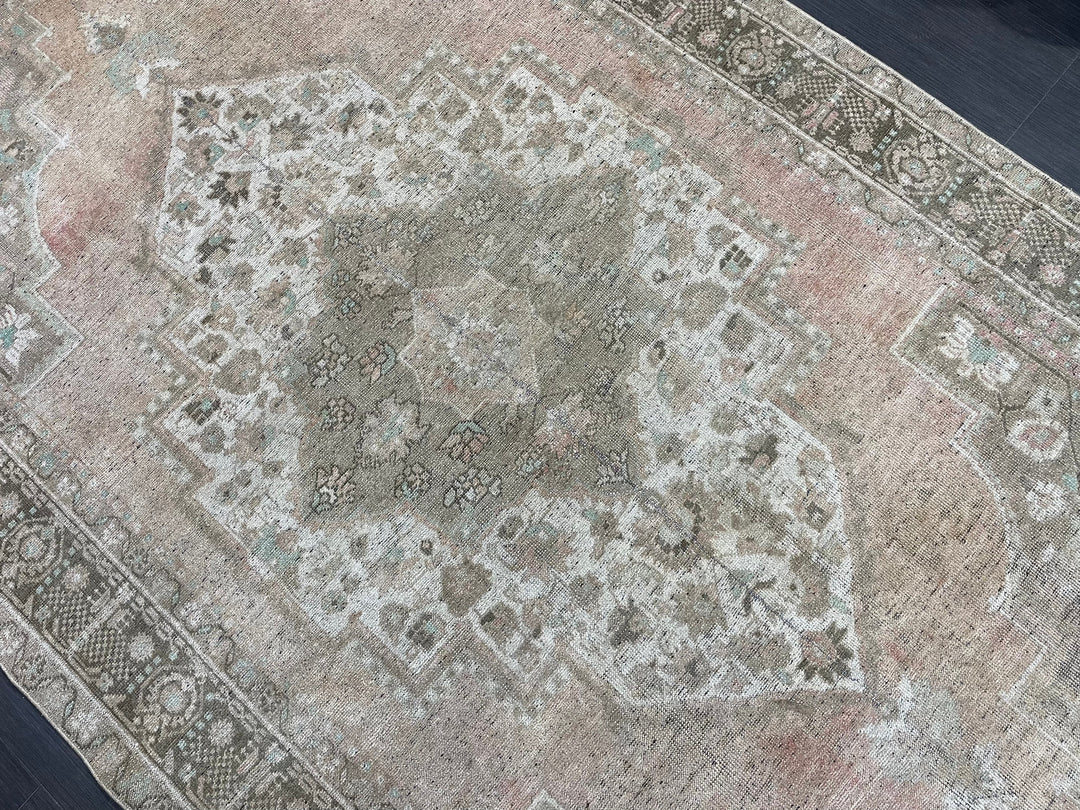 Rust Turkish Oushak Rug 6' 1" x 11' 2" Hand-Knotted texture