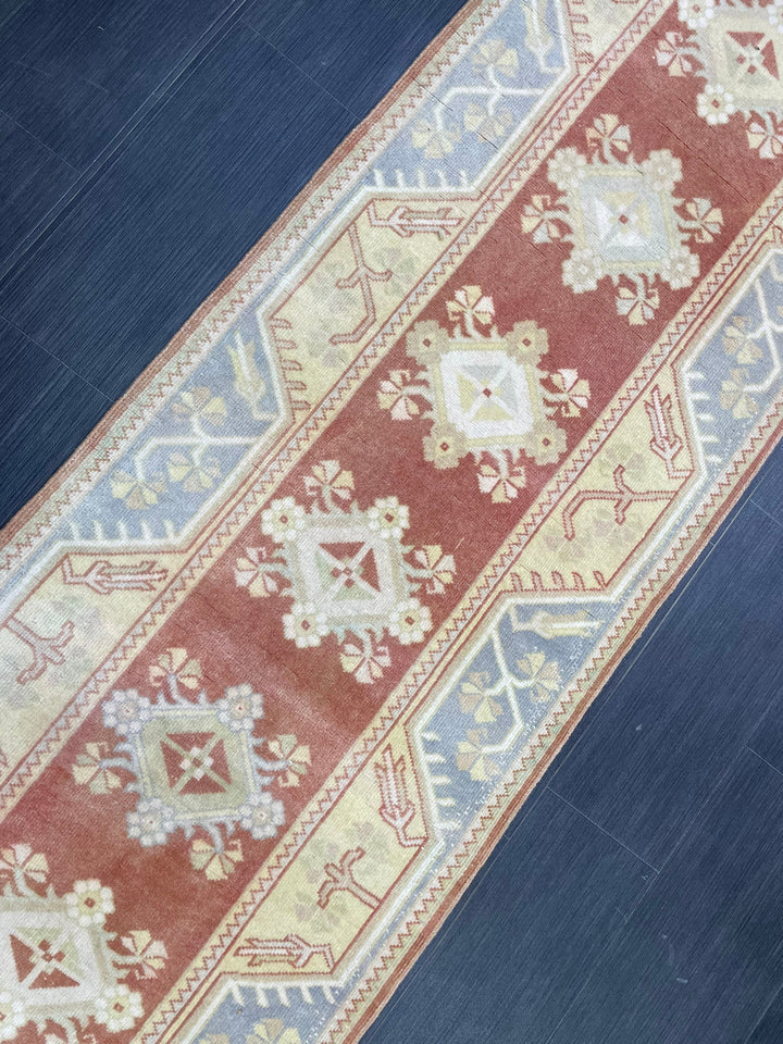 Beige Turkish Runner Rug 2' 7" x 10' 5" Hand-Knotted view