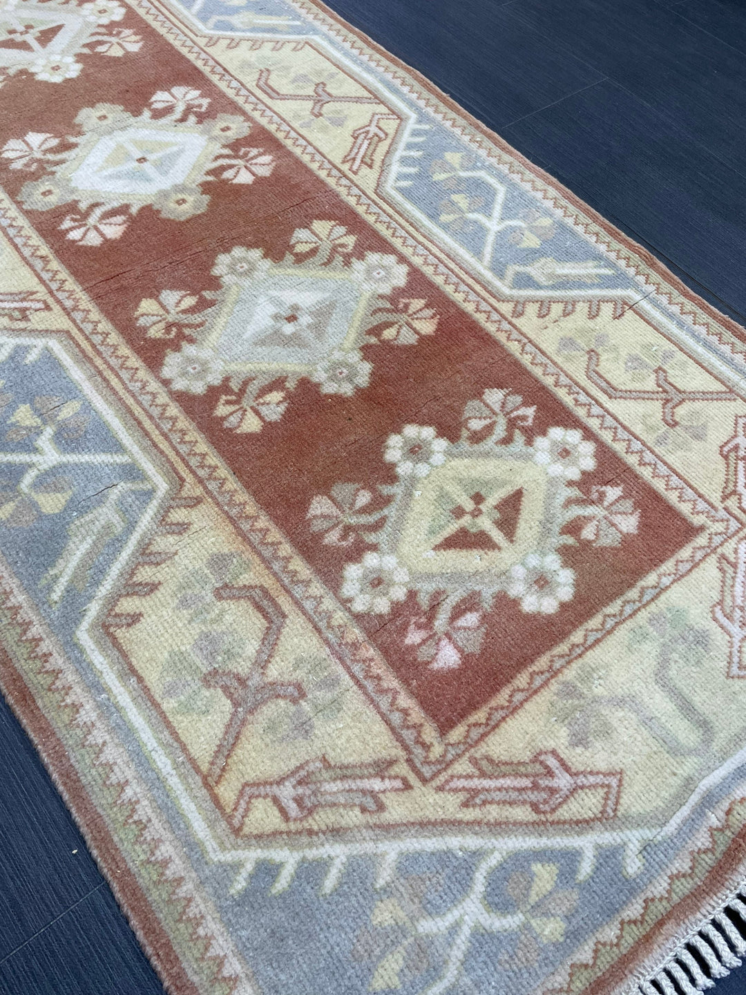 Beige Turkish Runner Rug 2' 7" x 10' 5" Hand-Knotted reverse
