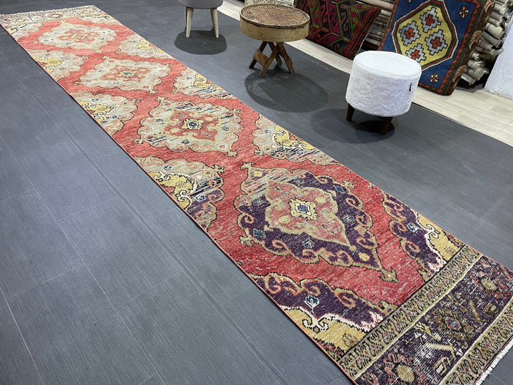 Beige Turkish Runner Rug 2' 8" x 12' 8" Hand-Knotted