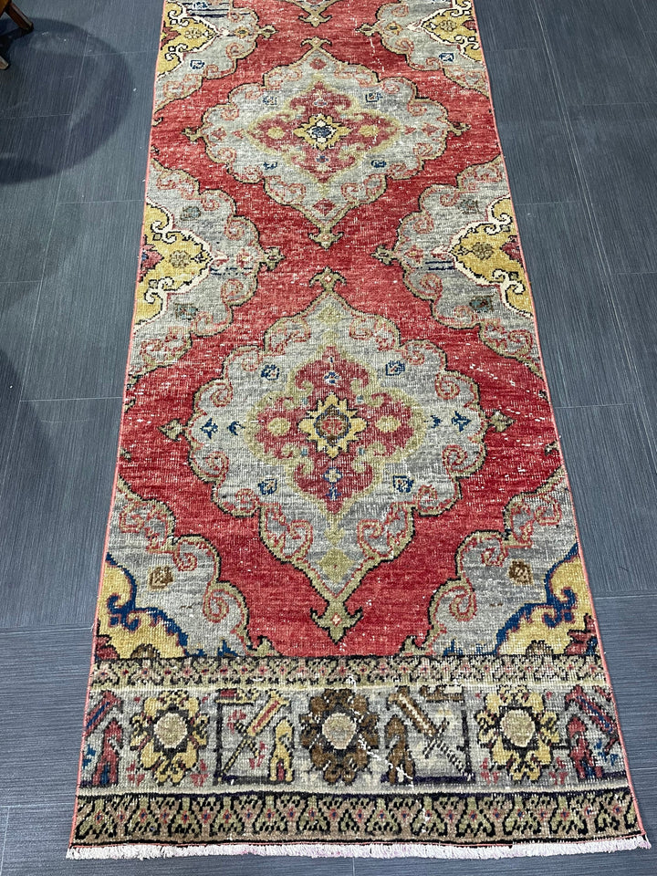 Beige Turkish Runner Rug 2' 8" x 12' 8" Hand-Knotted field