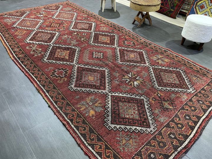 Rust Turkish Runner Rug 5' 3" x 10' 9" Hand-Knotted field
