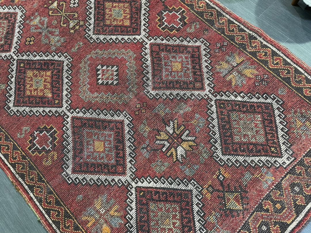 Rust Turkish Runner Rug 5' 3" x 10' 9" Hand-Knotted reverse