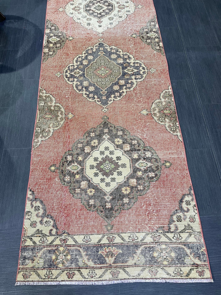 Turkish Runner Rug 2' 9" x 12' 5" Hand-Knotted pattern
