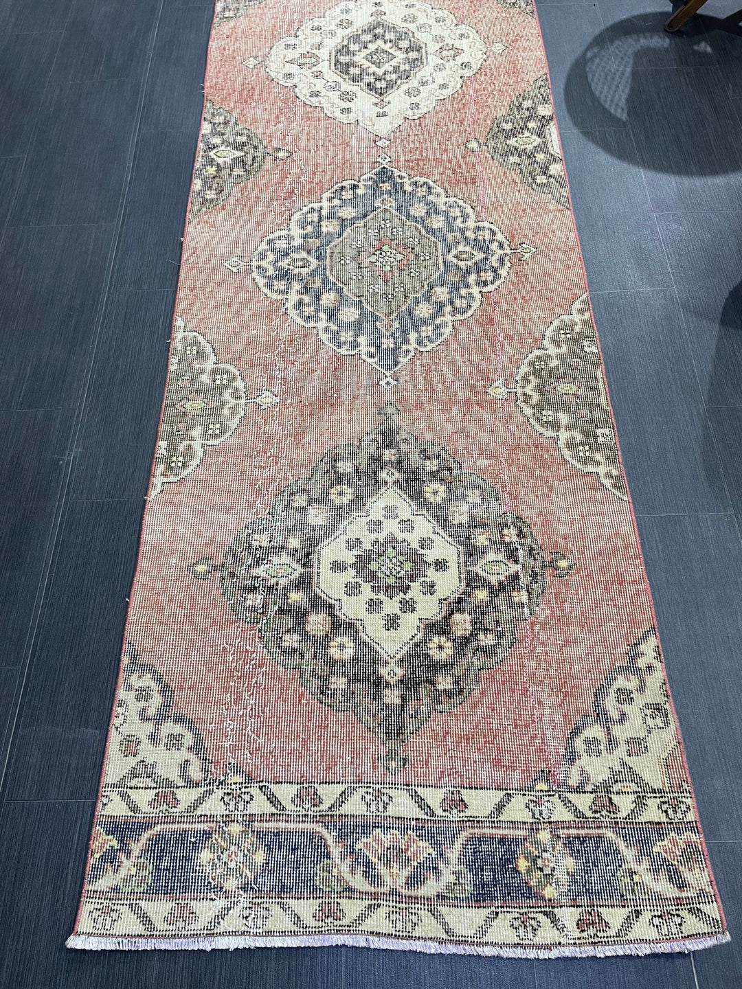 Turkish Runner Rug 2' 9" x 12' 5" Hand-Knotted close-up