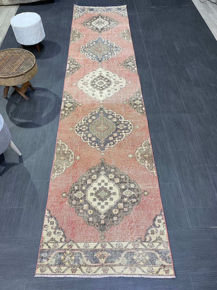 Turkish Runner Rug 2' 9" x 12' 5" Hand-Knotted field